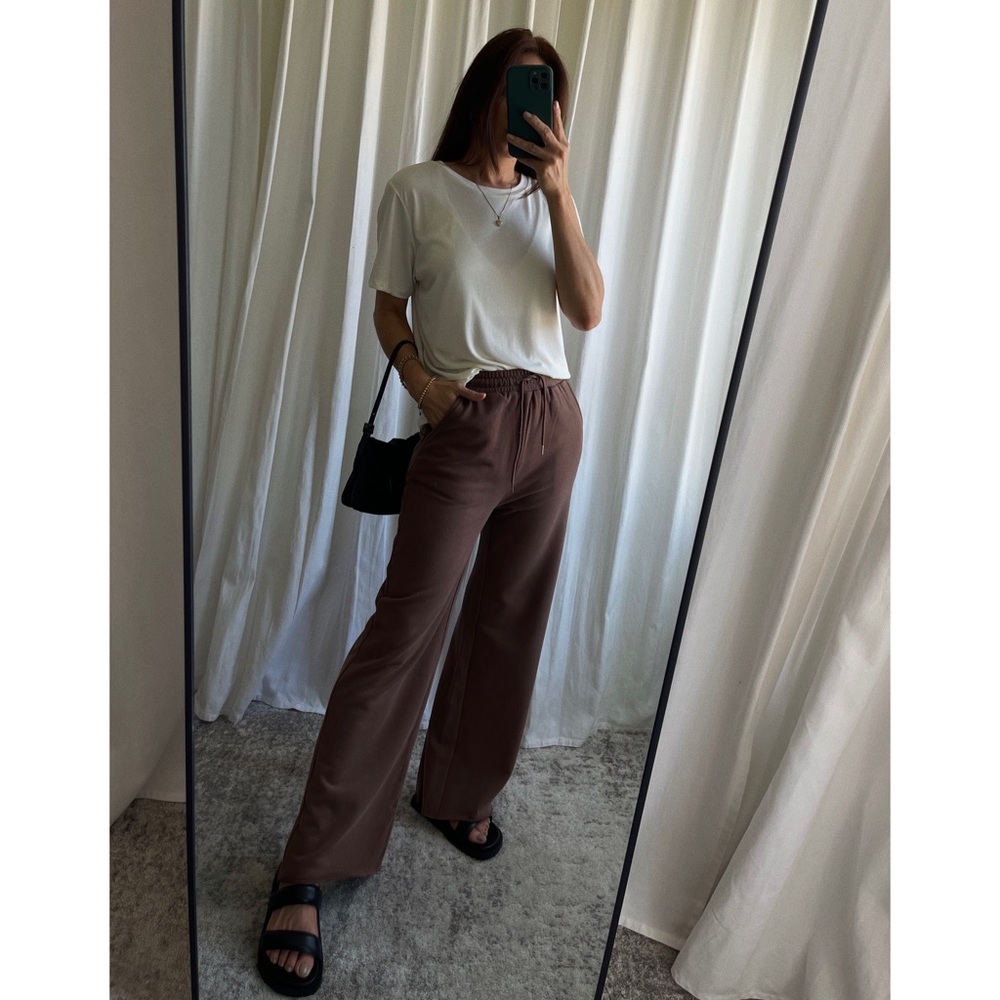 SWEATPANTS wide leg sweatpants — In Cocoa - Picture 3 of 9